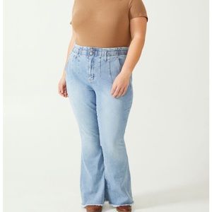 Altar’d State Arula Raw Edge Flare Hem Paperbag Ashlyn Jeans